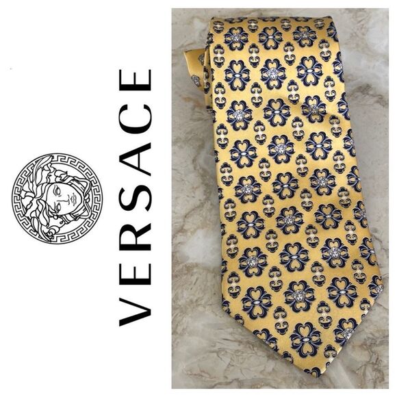 Versace 100% Silk Medusa Monogram Tie - Picture 1 of 10